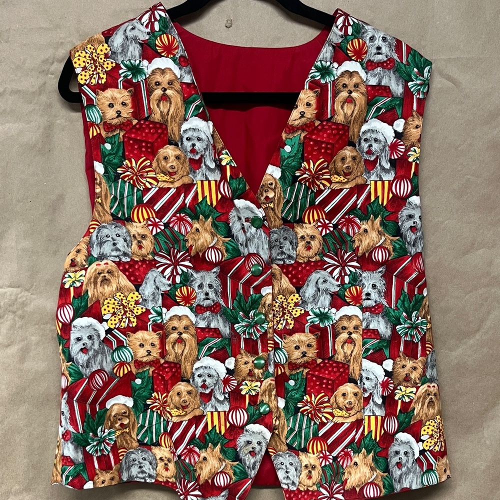 Holiday dog vest - reversible ! Fits like women’s large